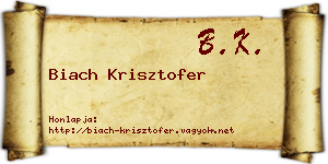 Biach Krisztofer névjegykártya